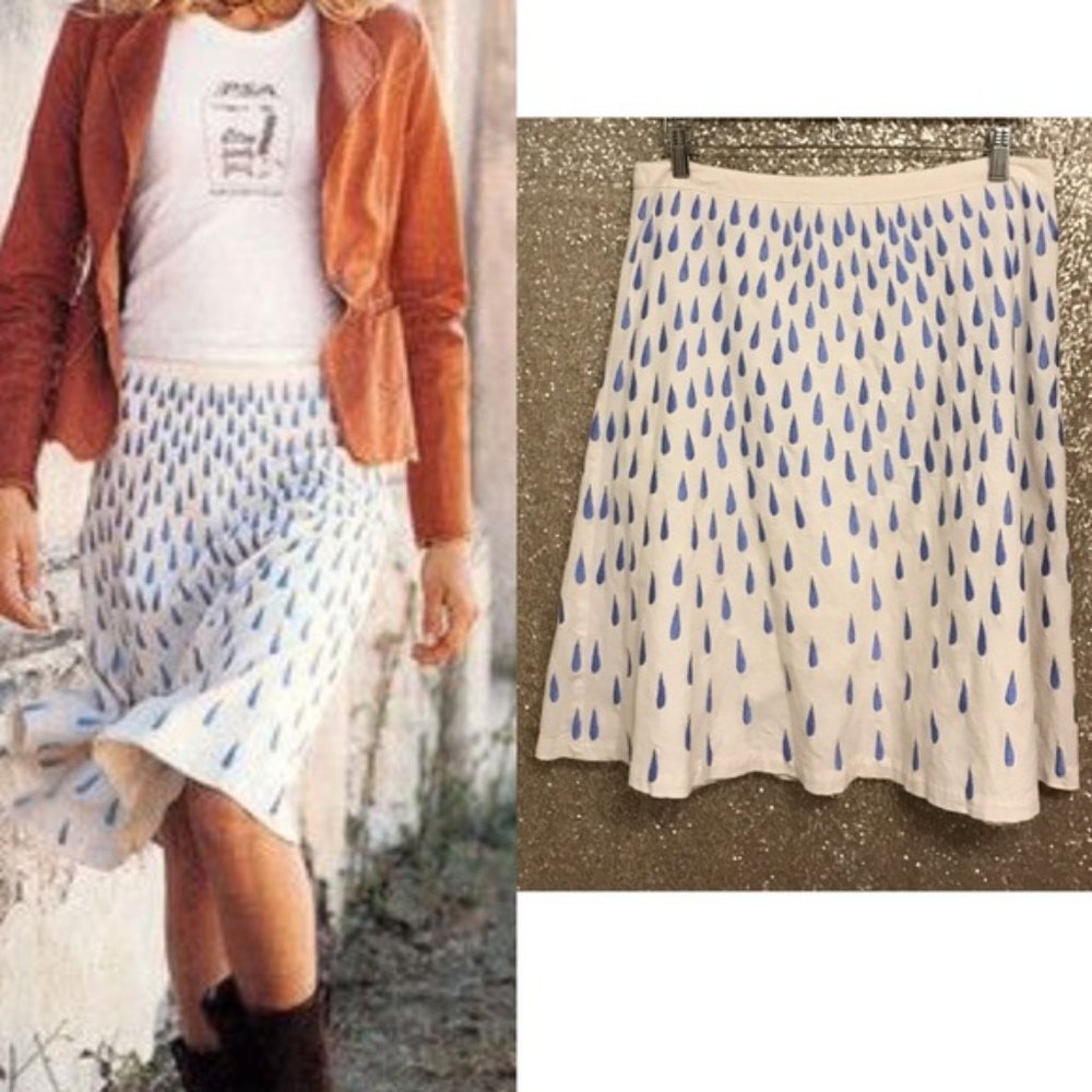 Blue Raindrop A-Line Skirt EUC